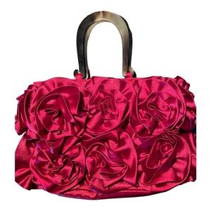 NWT ROSE satin purse 10x6 Flower Bag